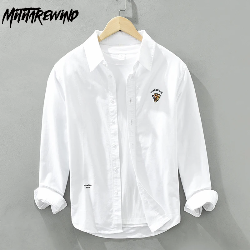 Spring Long Sleeve White Shirt Men 100% Cotton New in Shirts Japanese Causal Tops Design Personality Embroidery Youth Simple
Spring Long Sleeve White Shirt Men 100% Cotton New in Shirts Japanese Causal Tops Design Personality Embroidery Youth Simple