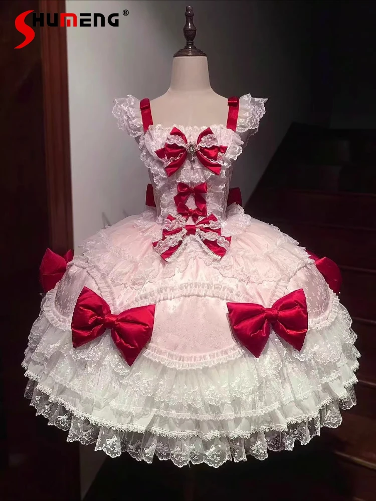 Original Japanese Sweet Lolita Dresses JSK Cute Bow Lace Splice Elegant Heavy Wedding Dress Princess Birthday Party Dress Women
Original Japanese Sweet Lolita Dresses JSK Cute Bow Lace Splice Elegant Heavy Wedding Dress Princess Birthday Party Dress Women