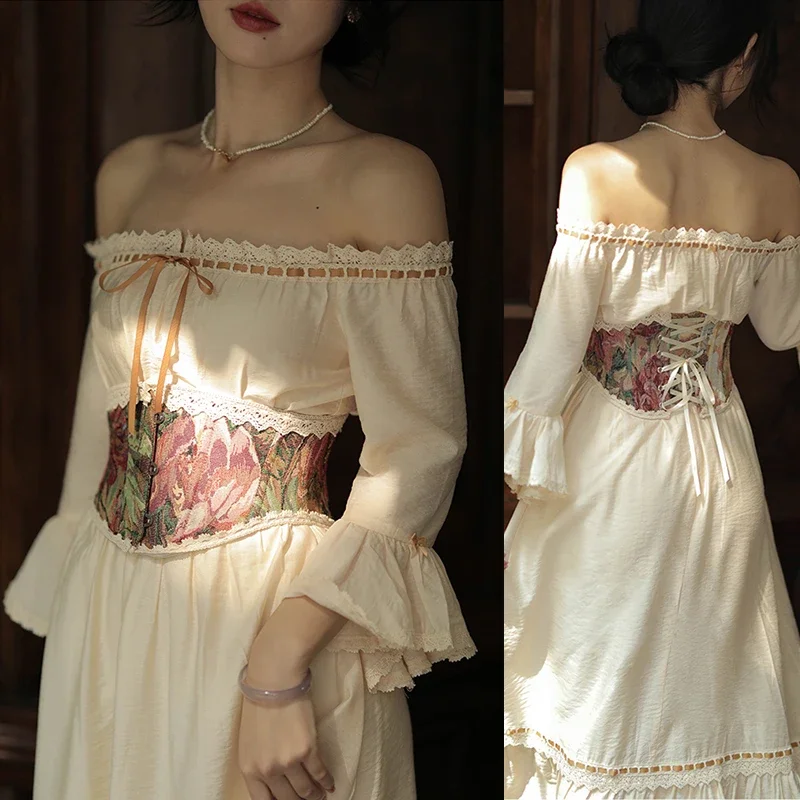 Lolita French Embroidery Women Waist Corsets Slimming Shaper Belt Short Torso Oil Painting Monet Garden Lace Sexy Bustiers
Lolita French Embroidery Women Waist Corsets Slimming Shaper Belt Short Torso Oil Painting Monet Garden Lace Sexy Bustiers