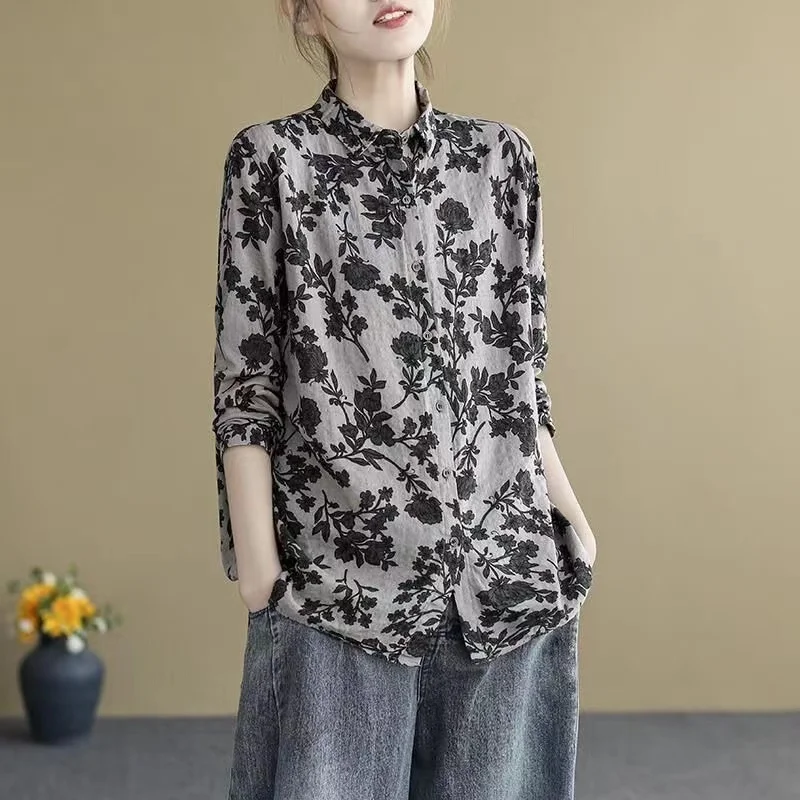 Spring Vintage Floral Cotton Linen Long Sve Loose Slimming irt Women's Top Collar Print Open Cardigan Sle
Spring Vintage Floral Cotton Linen Long Sve Loose Slimming irt Women's Top Collar Print Open Cardigan Sle