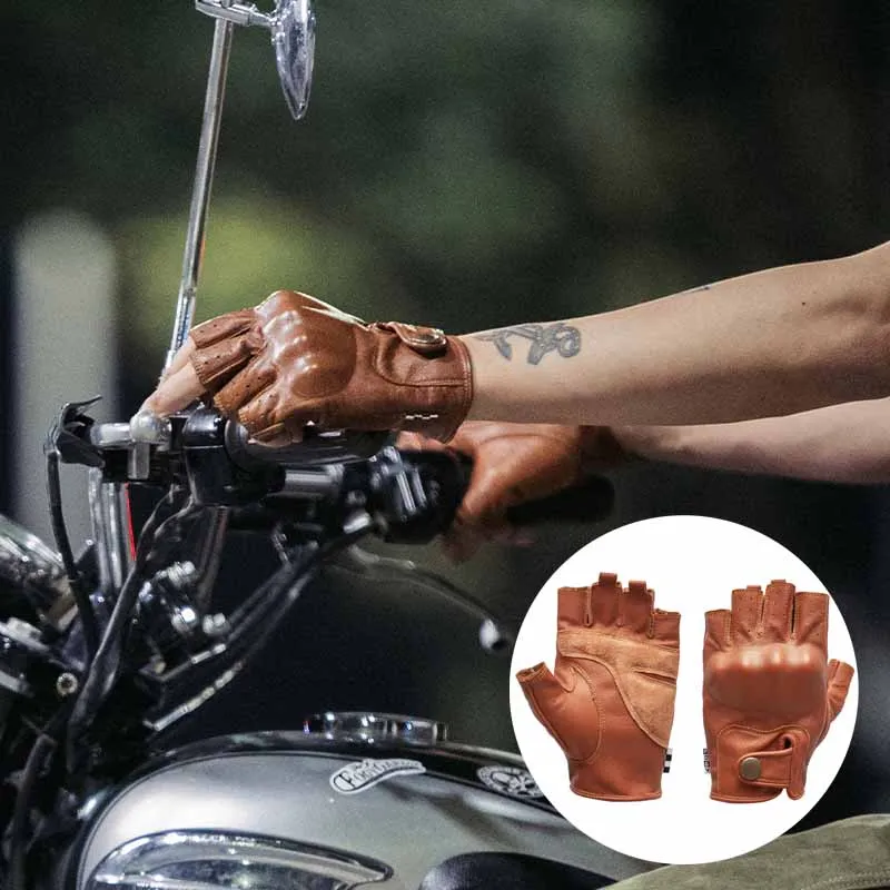 Retro motorcycle half-finger gloves Men's summer anti-fall breathable distressed protective full leather gloves
Retro motorcycle half-finger gloves Men's summer anti-fall breathable distressed protective full leather gloves