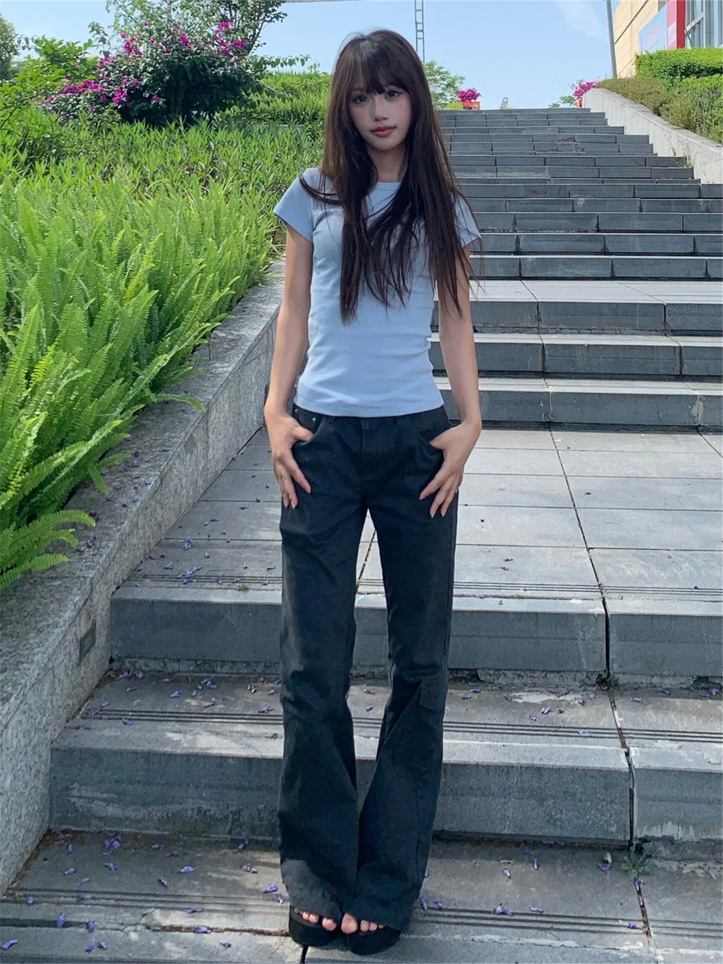 American Street Style Grey Workwear Jeans Women's Summer Slimming Long High Waist Multiple Pockets Low Waist Pants
American Street Style Grey Workwear Jeans Women's Summer Slimming Long High Waist Multiple Pockets Low Waist Pants