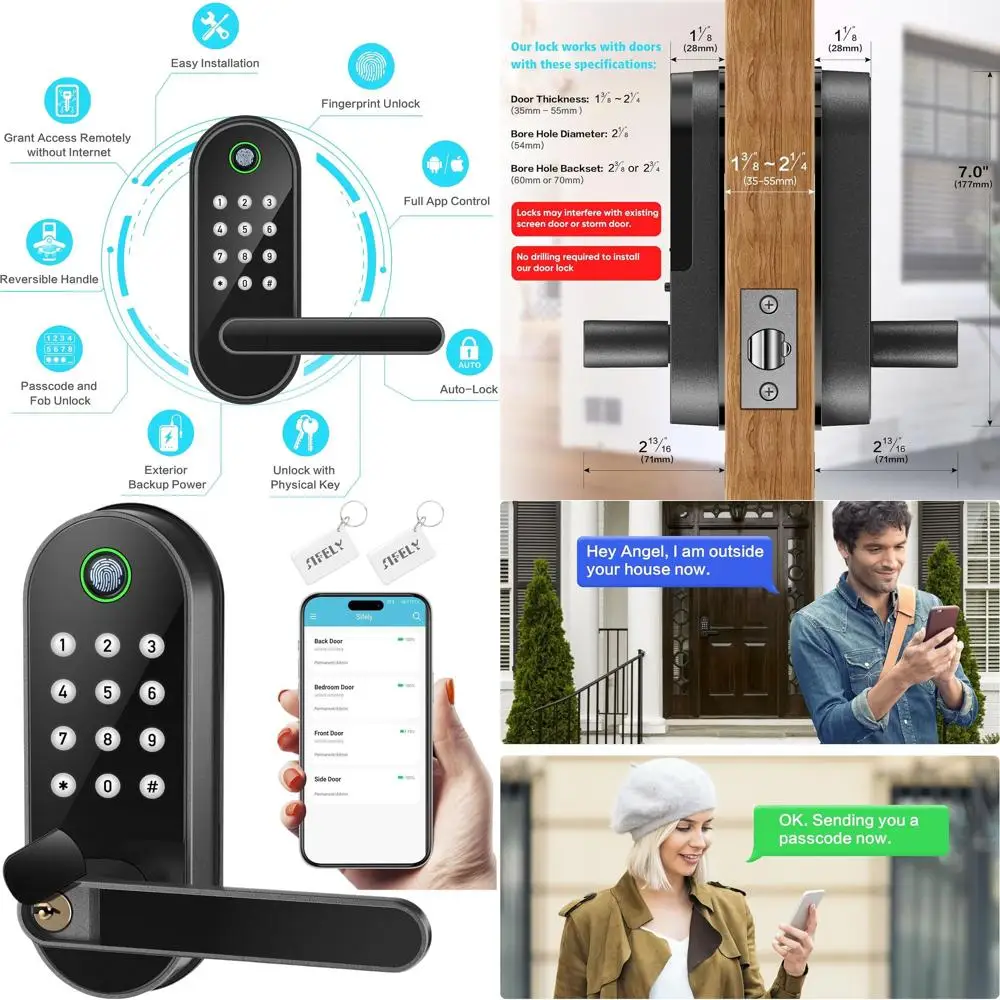 Умный дверной замок с ручкой и кодовой панелью - Bluetooth-доступ для дома, детей, гостей и аренды, доступ по приложению и коду, совместим с A
Умный дверной замок с ручкой и кодовой панелью - Bluetooth-доступ для дома, детей, гостей и аренды, доступ по приложению и коду, совместим с A