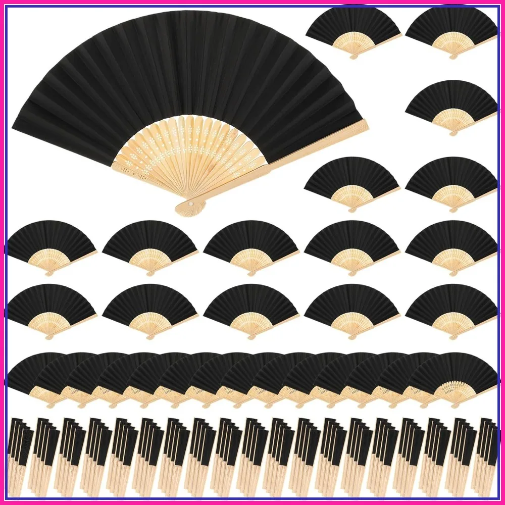 100 Pack Bamboo Folding Fans Handheld Paper Fans for Weddings Parties DIY Crafts Decorations (Black)
100 Pack Bamboo Folding Fans Handheld Paper Fans for Weddings Parties DIY Crafts Decorations (Black)