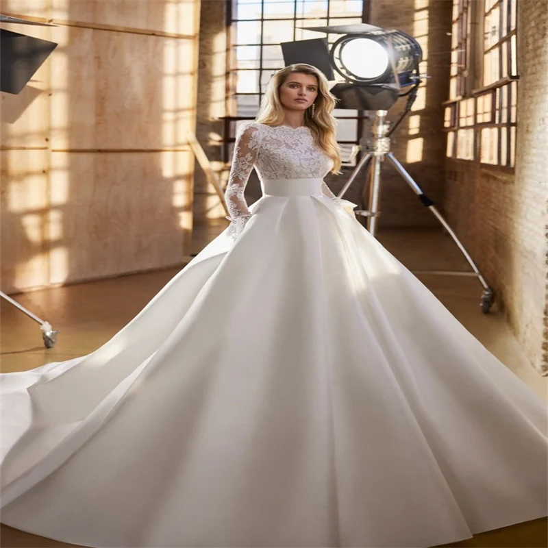 Lace Wedding Dresses Wedding Luxury 2025 A Line Women's Wedding Dress Full Sleeves Long Satin White Dress for Womena Customized
Lace Wedding Dresses Wedding Luxury 2025 A Line Women's Wedding Dress Full Sleeves Long Satin White Dress for Womena Customized