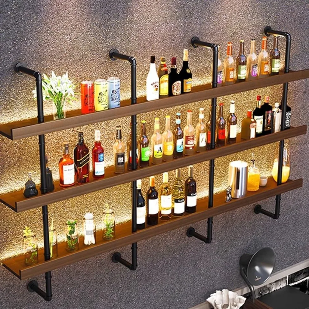Modern Wall Mount Wine Rack, Large Industrial Wine Storage Rack Shelf with LED Light with Wine Glass Holder, Iron Bar Liquor Whi
Modern Wall Mount Wine Rack, Large Industrial Wine Storage Rack Shelf with LED Light with Wine Glass Holder, Iron Bar Liquor Whi