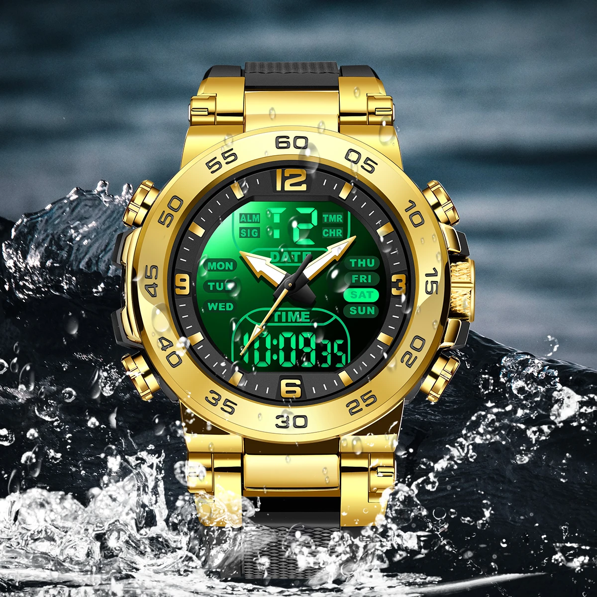 Часы Foxbox, спортивные светодиодные часы-будильник, двойной дисплей времени, водонепроницаемый будильник, светящиеся часы, наручные часы с автоматической датой, кварцевые
Часы Foxbox, спортивные светодиодные часы-будильник, двойной дисплей времени, водонепроницаемый будильник, светящиеся часы, наручные часы с автоматической датой, кварцевые