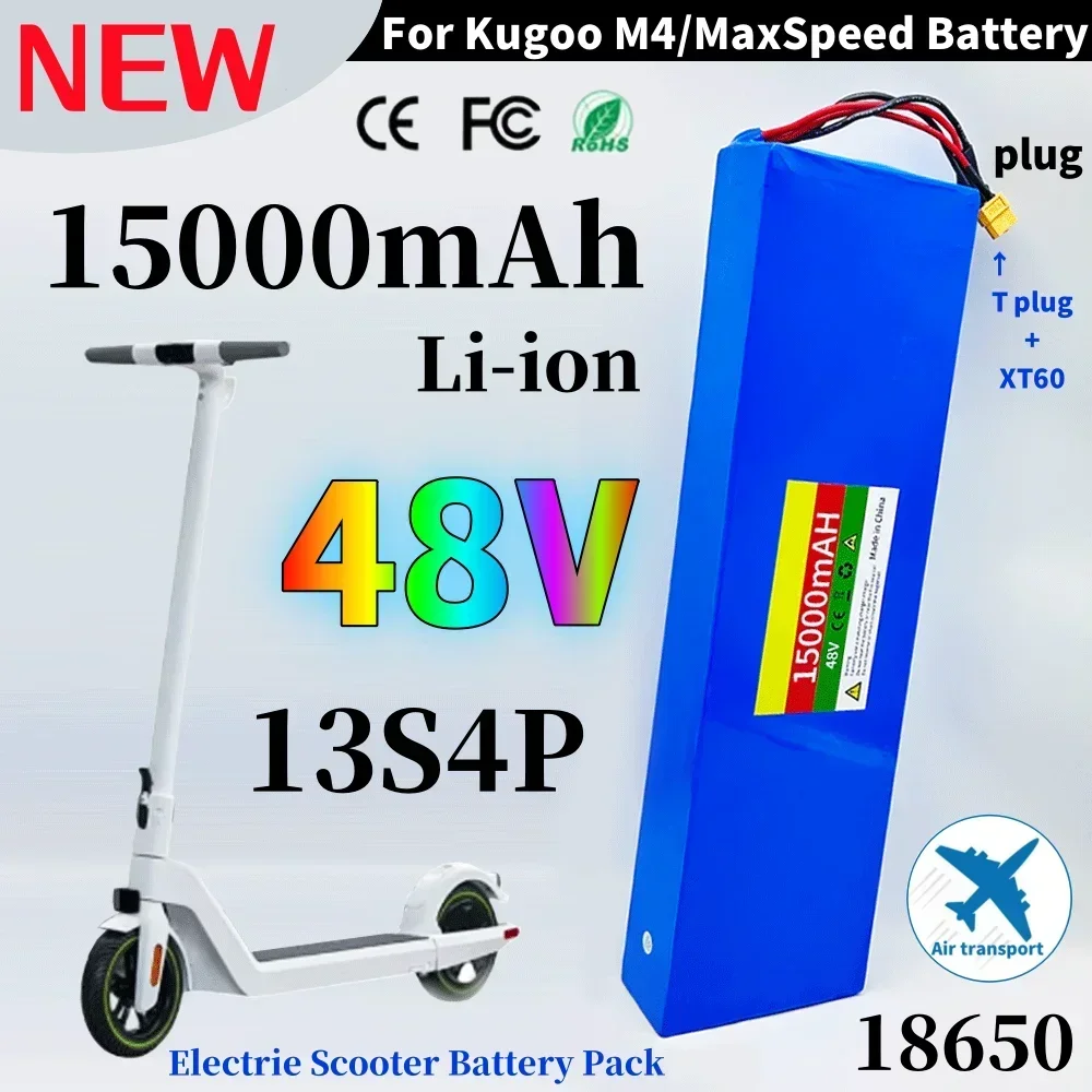Brand-new 13S4P 18650 48V 15Ah,Lithium-Ion Battery Pack Suitable for KUGOO M4/ Max Electric Scooters with BMS+54.6V 2A Charger
Brand-new 13S4P 18650 48V 15Ah,Lithium-Ion Battery Pack Suitable for KUGOO M4/ Max Electric Scooters with BMS+54.6V 2A Charger