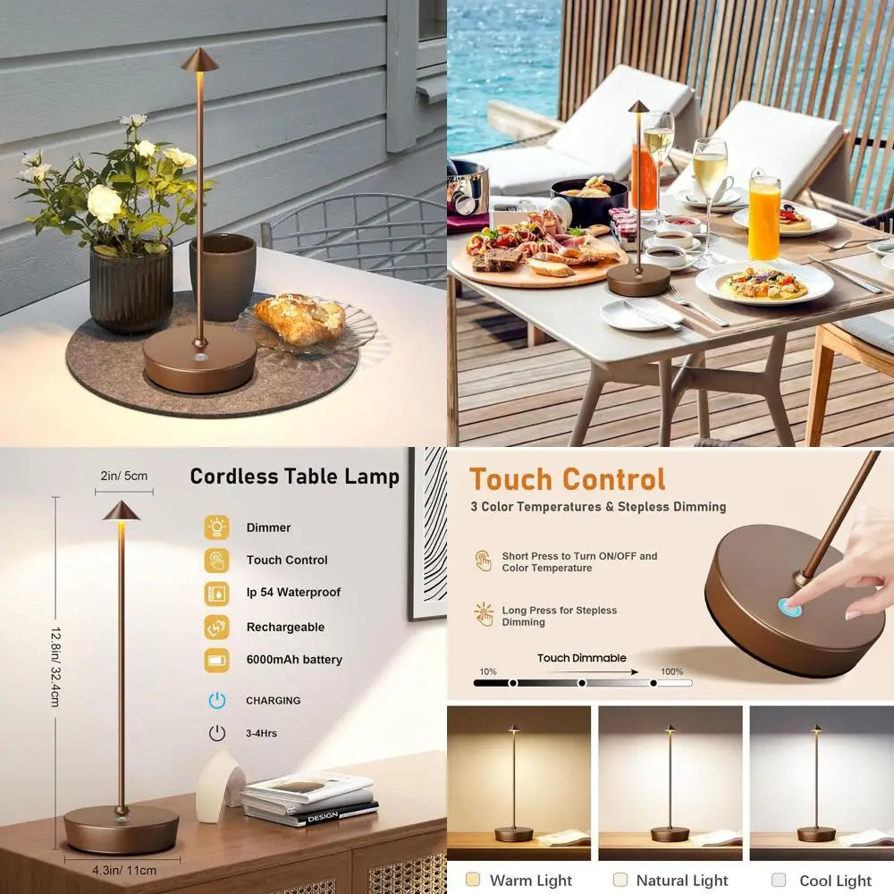 Portable 3-Color Dimming LED Desk Lamps, Rechargeable Battery-Powered, Water-Resistant for Indoor & Outdoor Use
Portable 3-Color Dimming LED Desk Lamps, Rechargeable Battery-Powered, Water-Resistant for Indoor & Outdoor Use