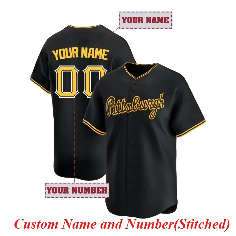 Мужская бейсбольная майка с вышивкой и именем и номером по индивидуальному заказу Pittsburgh, белые рубашки с v-образным вырезом и короткими рукавами на пуговицах
Мужская бейсбольная майка с вышивкой и именем и номером по индивидуальному заказу Pittsburgh, белые рубашки с v-образным вырезом и короткими рукавами на пуговицах