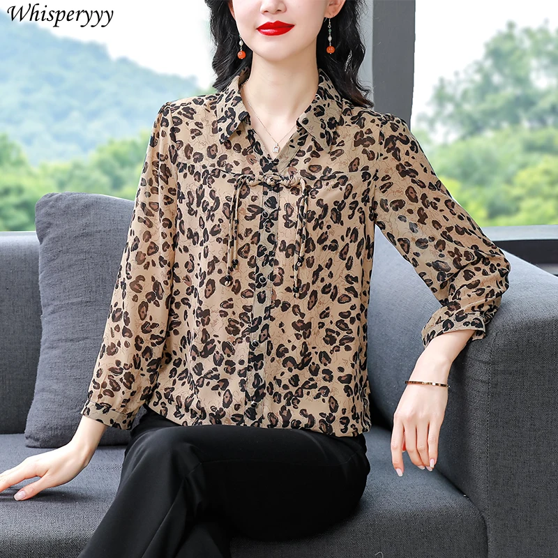 Chiffon Shirt Women's Leopard Print Blouse for Ladies New National Style Fashion Turn-down Collar Thin Long Sleeve Tops Female
Chiffon Shirt Women's Leopard Print Blouse for Ladies New National Style Fashion Turn-down Collar Thin Long Sleeve Tops Female