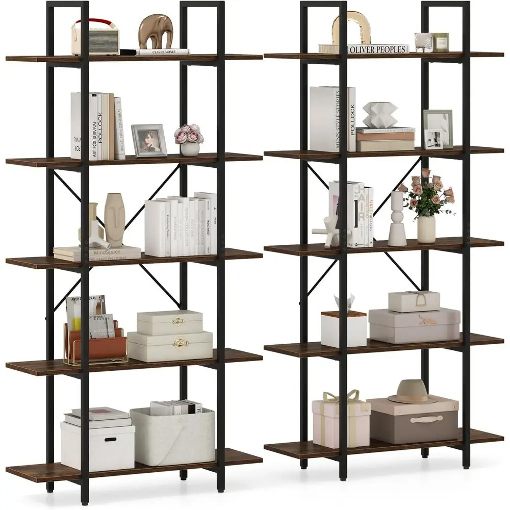 Vintage 5-Tier Bookcases, 62 Tall Open Storage Shelves, Metal Frame Display Rack for Living Room and Study
Vintage 5-Tier Bookcases, 62 Tall Open Storage Shelves, Metal Frame Display Rack for Living Room and Study