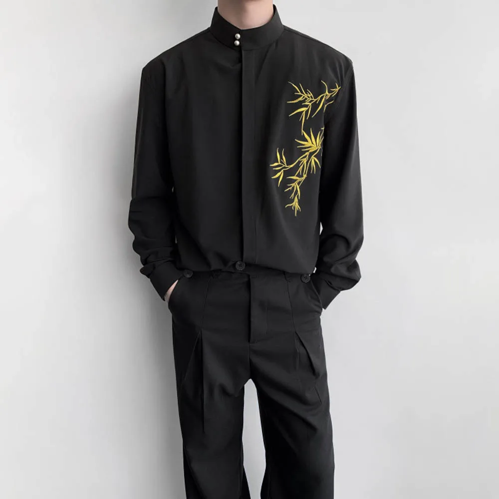 Мужская рубашка с длинными рукавами и вышивкой, китайская модная тенденция в стиле ретро, свободные простые дышащие нишевые мужские новые топы 
Мужская рубашка с длинными рукавами и вышивкой, китайская модная тенденция в стиле ретро, свободные простые дышащие нишевые мужские новые топы