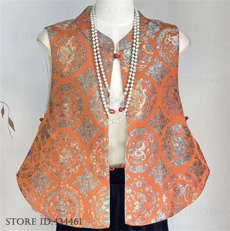 Retro Brocade Jacquard Qipao Tops New Chines Style Women's Vest Hanfu Coat Traditional Chinese Tang Costume Waistcoat Jacket
Retro Brocade Jacquard Qipao Tops New Chines Style Women's Vest Hanfu Coat Traditional Chinese Tang Costume Waistcoat Jacket