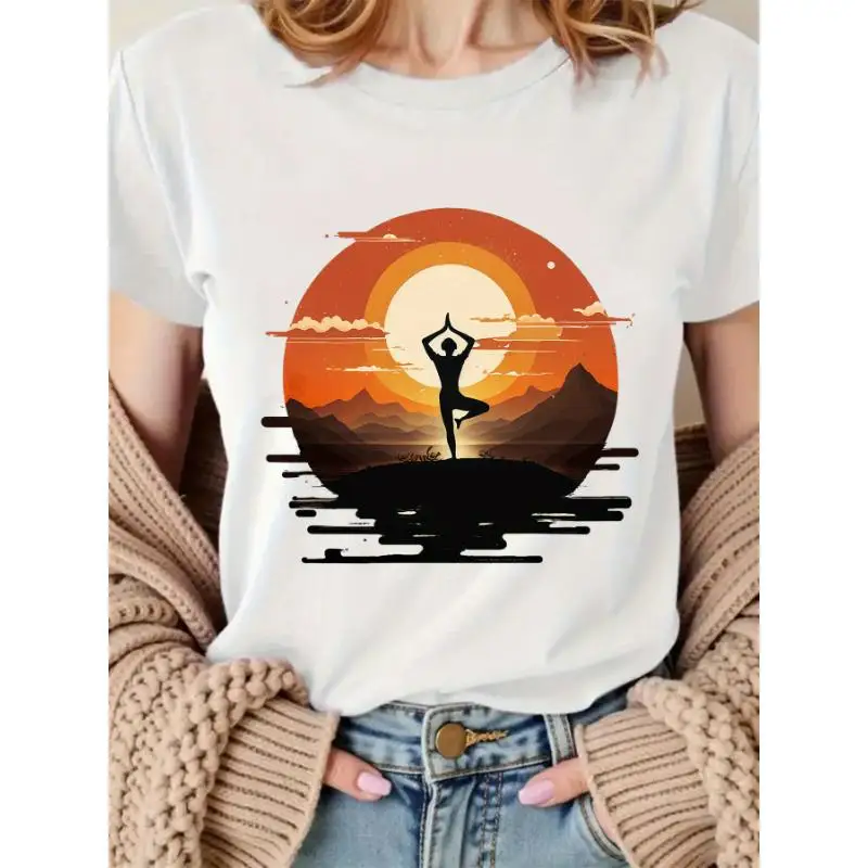 Women's Yoga T-shirt Retro Sunset Mountain Print Meditation Tree Pose Graphic Tee Fitness Wellness Casual Top
Women's Yoga T-shirt Retro Sunset Mountain Print Meditation Tree Pose Graphic Tee Fitness Wellness Casual Top