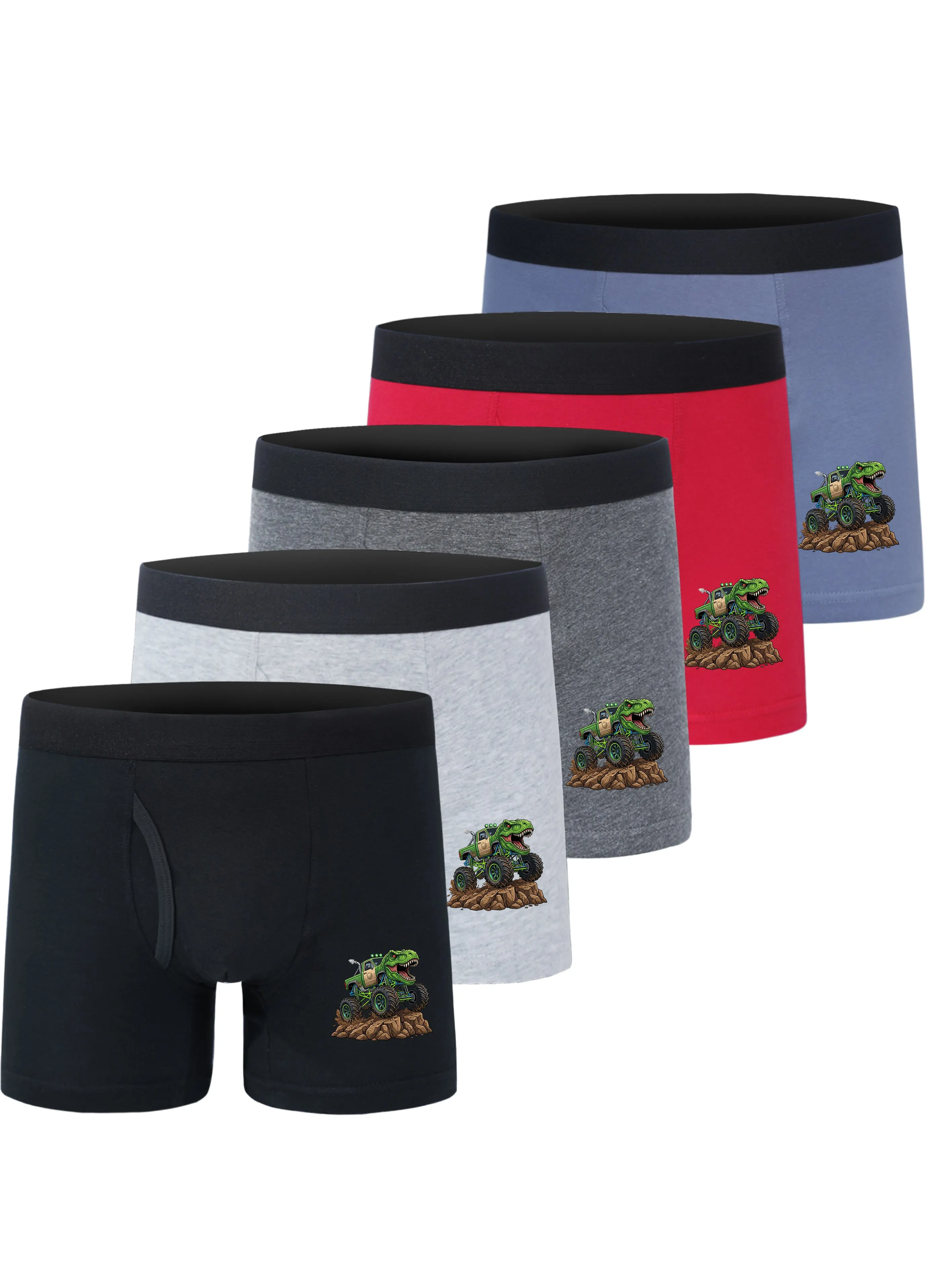 5 Pack Boys Dino Truck Underwear T-Rex Monster Off-Road Vehicle Print Boxer Briefs Multi Breathable Children's Underpants
5 Pack Boys Dino Truck Underwear T-Rex Monster Off-Road Vehicle Print Boxer Briefs Multi Breathable Children's Underpants