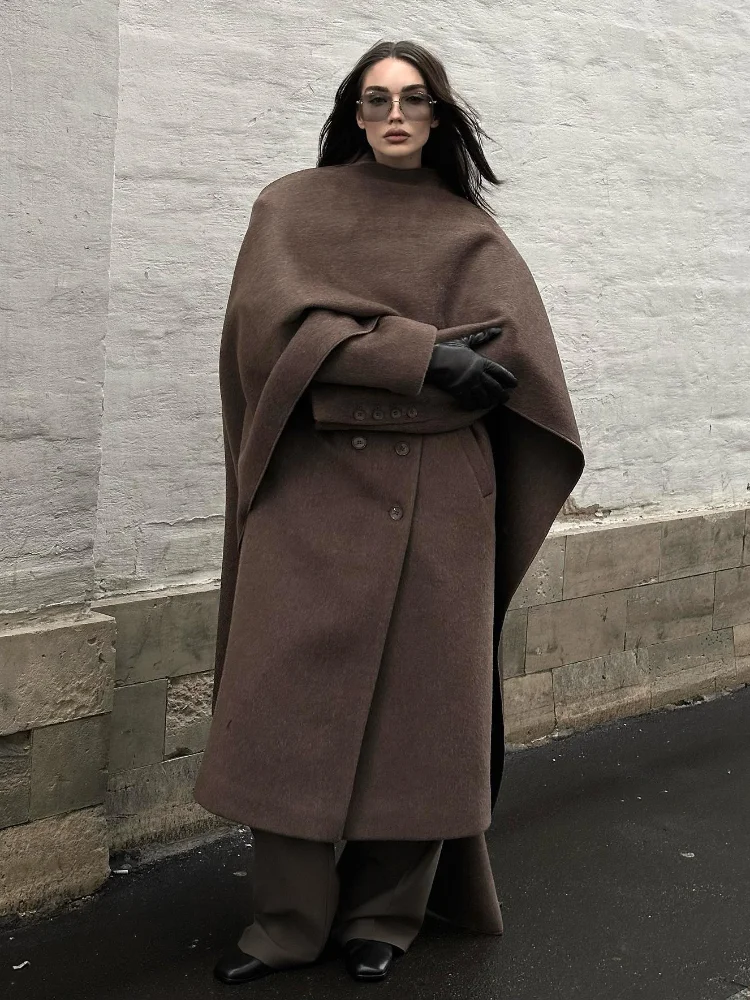 Elegant Big Scarf Collar Women Coat Fashion Double Breasted Pockets Overcoats 2025 Autumn New High Street Oversize Outerwears
Elegant Big Scarf Collar Women Coat Fashion Double Breasted Pockets Overcoats 2025 Autumn New High Street Oversize Outerwears