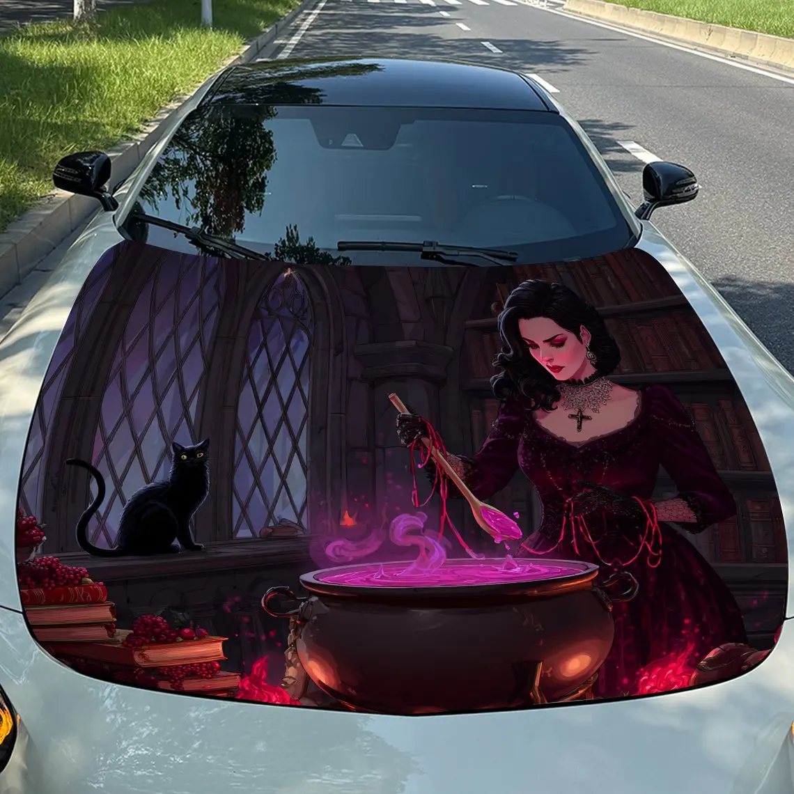 Mysterious Witch Brewing Potion Car Vinyl Wrap, PVC Waterproof Car Hood Sticker, Self-Adhesive Scratch-Resistant Stickers for En
Mysterious Witch Brewing Potion Car Vinyl Wrap, PVC Waterproof Car Hood Sticker, Self-Adhesive Scratch-Resistant Stickers for En