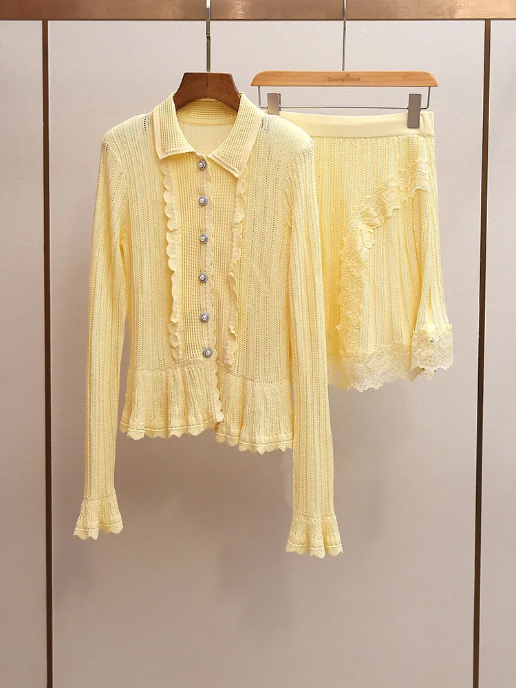 Dave&D Ruffle Top+Lace Embroidered Hip Wrapped Skirt Knitted Set top quality
Dave&D Ruffle Top+Lace Embroidered Hip Wrapped Skirt Knitted Set top quality