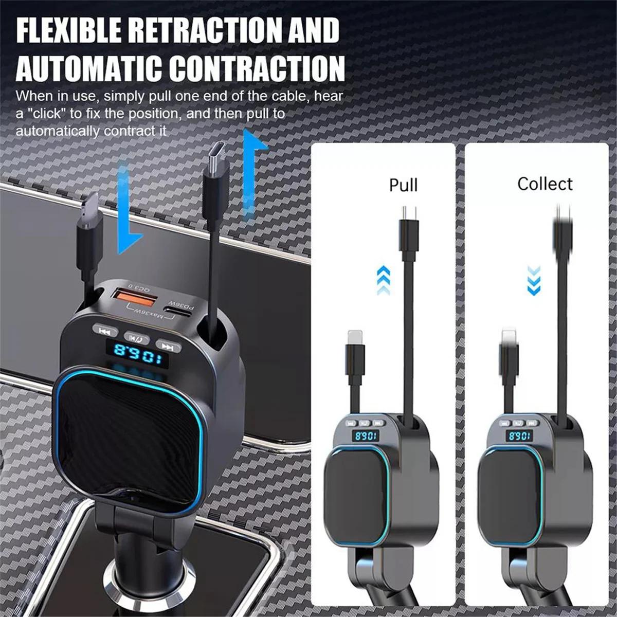 ABNJ Fm Transmitter Bluetooth 5.3 Car Mp3 Player 96w Pd Type-C+Qc3.0 Fast Car Charger with 2 Retractable Cables
ABNJ Fm Transmitter Bluetooth 5.3 Car Mp3 Player 96w Pd Type-C+Qc3.0 Fast Car Charger with 2 Retractable Cables