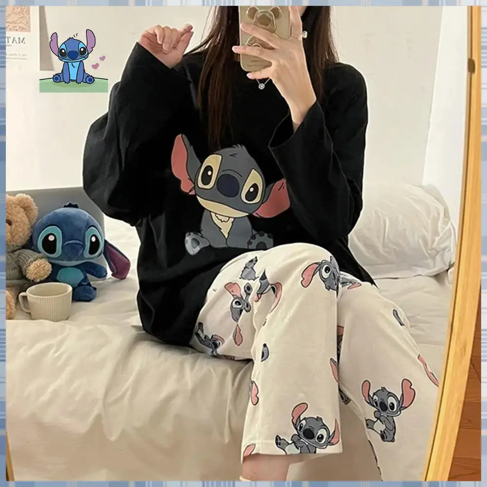 Disney Stitch Autumn Pure Cotton New Long-Sleeved Trousers 2Pcs Women's Pajamas Silk Pajamas Student Casual Clothes Loungewear
Disney Stitch Autumn Pure Cotton New Long-Sleeved Trousers 2Pcs Women's Pajamas Silk Pajamas Student Casual Clothes Loungewear