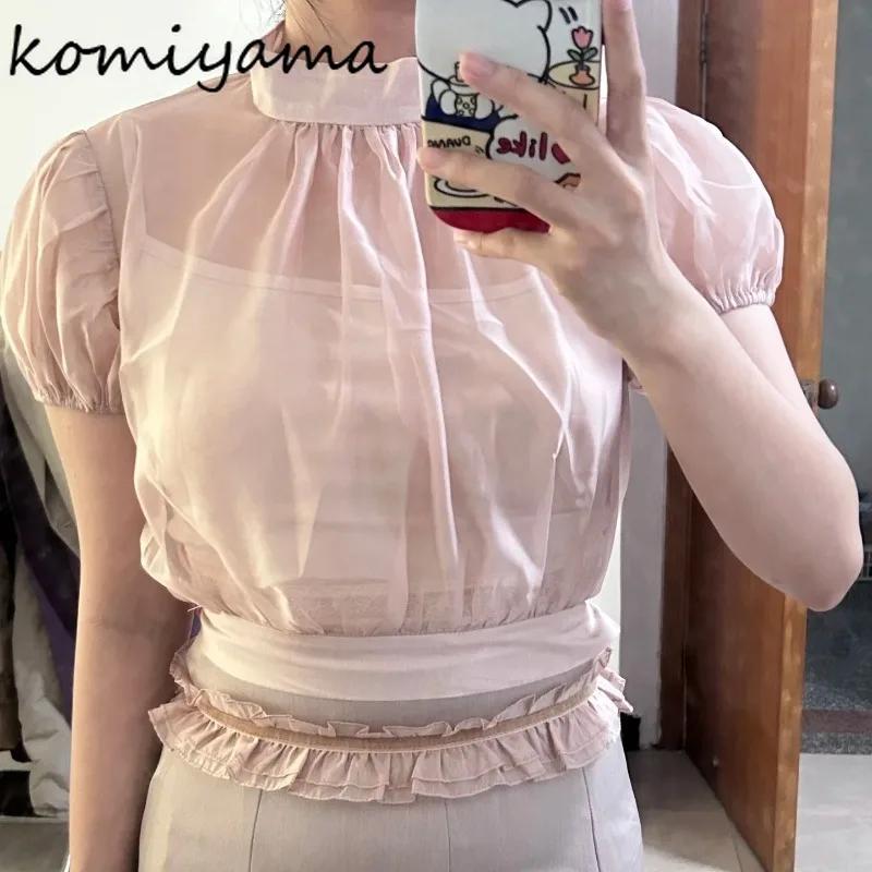 Stand Collar Bubble Sleeve Woman 2025 Shirts & Blouses Summer New Blusas Mujer Japanese Elegant Ropa Gntle Clothing Camisas
Stand Collar Bubble Sleeve Woman 2025 Shirts & Blouses Summer New Blusas Mujer Japanese Elegant Ropa Gntle Clothing Camisas