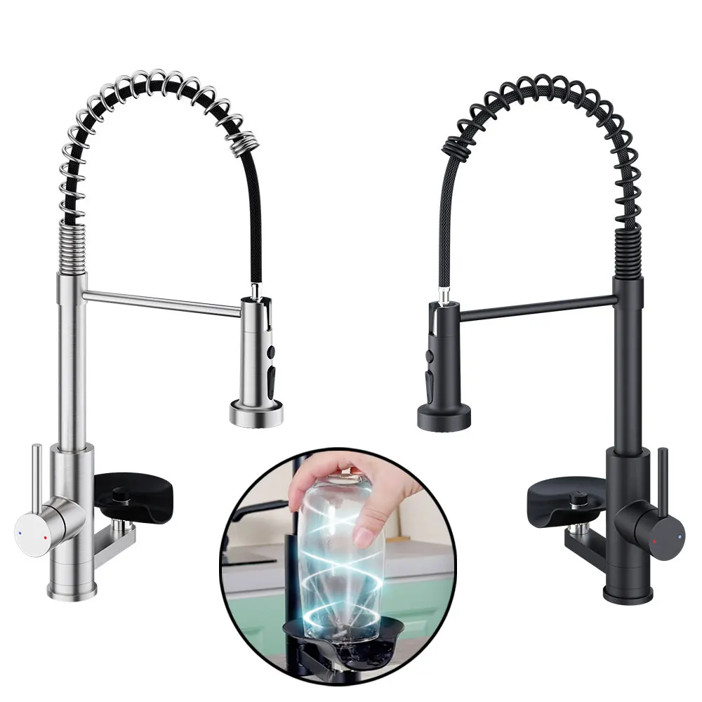 Modern Spring Kitchen Faucet with Cup Washer Stainless Steel Pull Out Sink Tap Hot Cold Mixer 360° Swivel High Arc Anti-Rust
Modern Spring Kitchen Faucet with Cup Washer Stainless Steel Pull Out Sink Tap Hot Cold Mixer 360° Swivel High Arc Anti-Rust