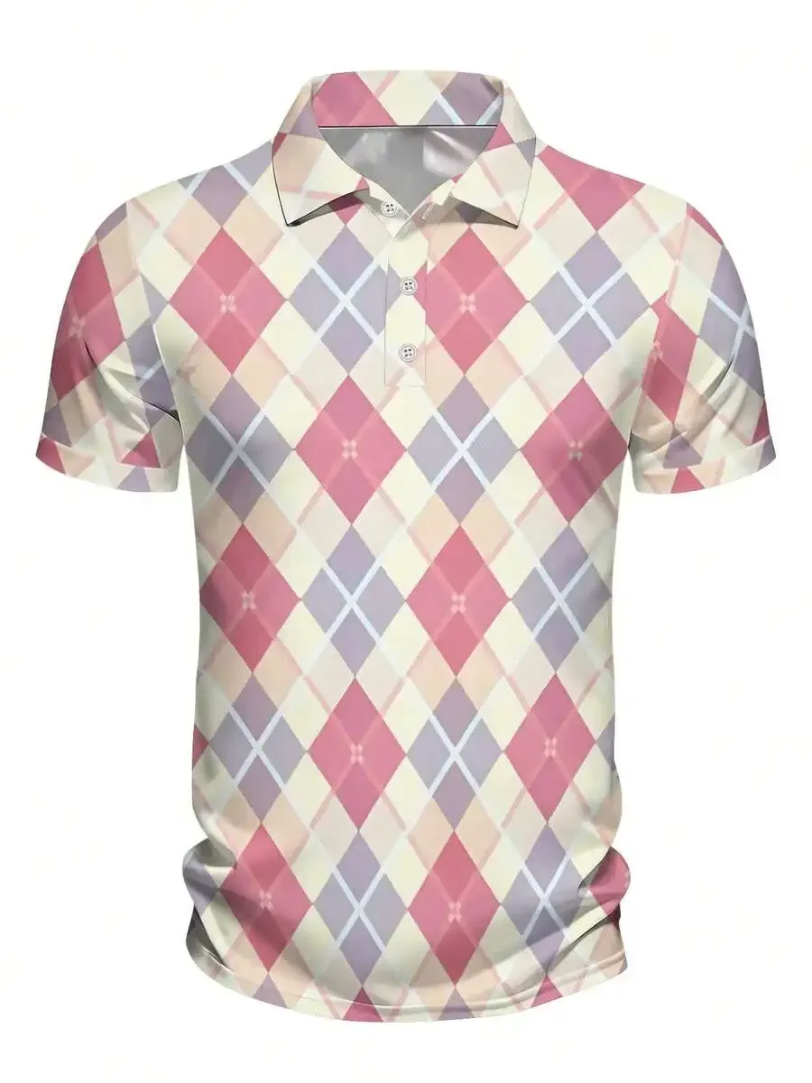 Mens Shirt Pink Purple Yellow Argyle Print Stretch Knit Casual Slim Fit
Mens Shirt Pink Purple Yellow Argyle Print Stretch Knit Casual Slim Fit