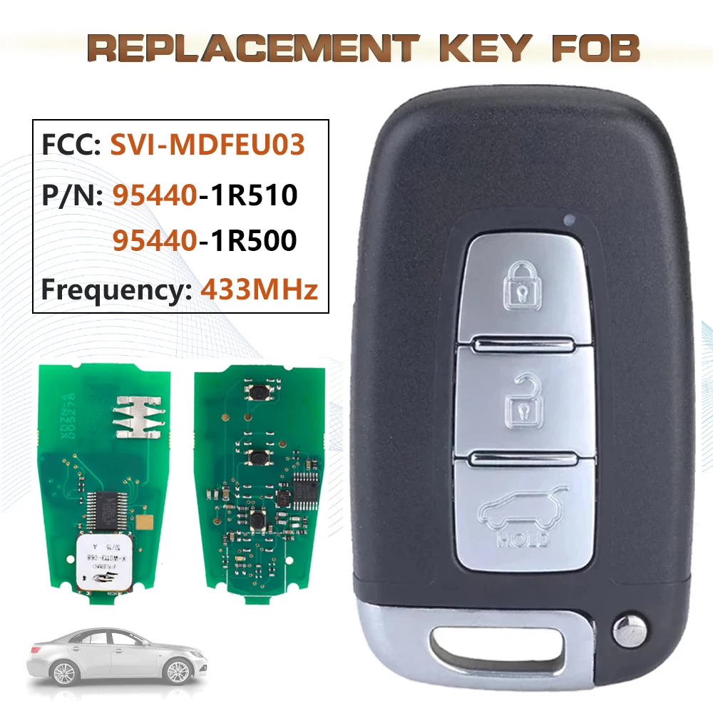 KEYECU 433MHz FCC:SVI-MDFEU03 Smart Remote Key Fob HYN17 Blade P/N:95440-1R510,95440-1R500 ID46 Chip for 2010-2014Hyundai Tucson
KEYECU 433MHz FCC:SVI-MDFEU03 Smart Remote Key Fob HYN17 Blade P/N:95440-1R510,95440-1R500 ID46 Chip for 2010-2014Hyundai Tucson