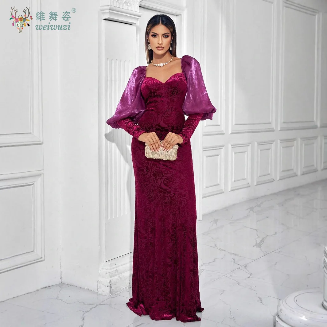Autumn and Winter New Purple Sweetheart Neckline Long Sleeve Bubble Sleeve Evening Dress Flower Printed Slim Fit Ball Dress
Autumn and Winter New Purple Sweetheart Neckline Long Sleeve Bubble Sleeve Evening Dress Flower Printed Slim Fit Ball Dress