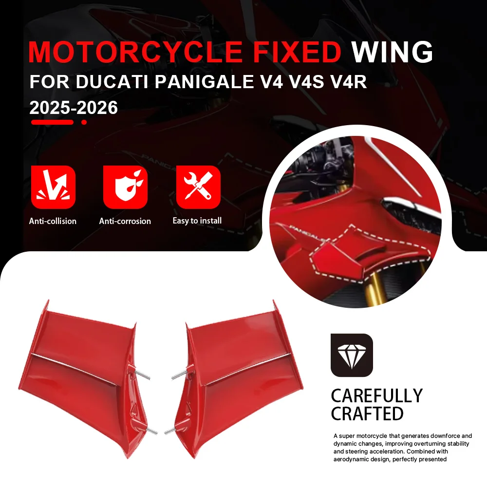 For DUCATI PANIGALE V4 V4S V4R 2018 2025 2026 ABS Plastic Motorcycle Fixed Wind Wing Front Aerodynamic Side Wing Spoiler Fairing
For DUCATI PANIGALE V4 V4S V4R 2018 2025 2026 ABS Plastic Motorcycle Fixed Wind Wing Front Aerodynamic Side Wing Spoiler Fairing