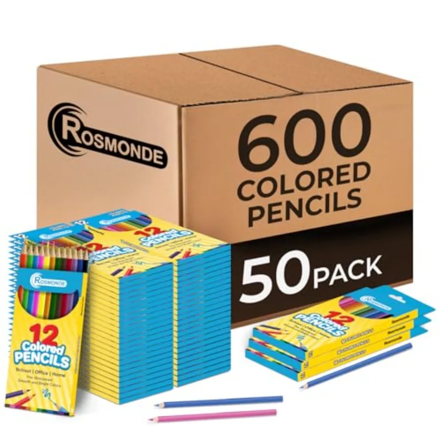 Colored Pencils Bulk, 50 Sets 600 Pencils,Color Pencils Set, 12 Assorted Colors, Pre Sharpened Bulk Pack for Schools, Teachers,
Colored Pencils Bulk, 50 Sets 600 Pencils,Color Pencils Set, 12 Assorted Colors, Pre Sharpened Bulk Pack for Schools, Teachers,