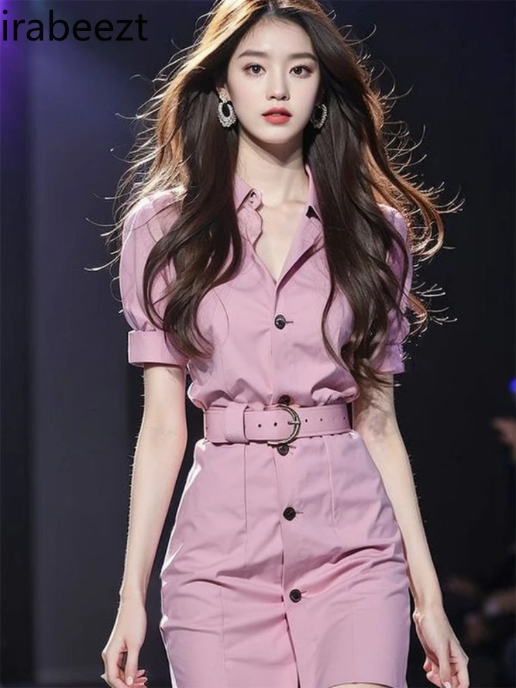 French Style Waist-cinching Beautiful High-end Exquisite Robe Super Good-looking Cool Pink Shirt Dress for Women Summer
French Style Waist-cinching Beautiful High-end Exquisite Robe Super Good-looking Cool Pink Shirt Dress for Women Summer