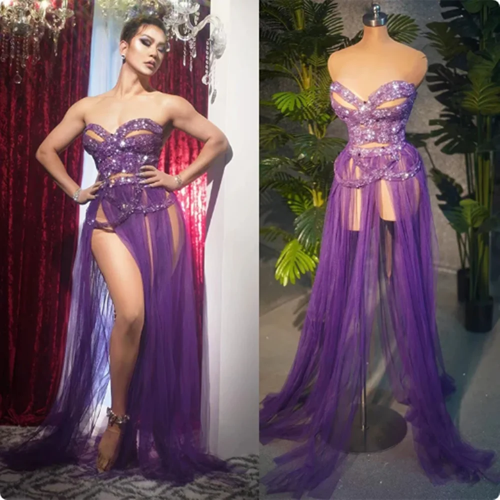 Костюм Drag Queen, женские сексуальные фиолетовые сетчатые вечерние платья, праздничная одежда, платье для певицы, сценическая одежда
Костюм Drag Queen, женские сексуальные фиолетовые сетчатые вечерние платья, праздничная одежда, платье для певицы, сценическая одежда