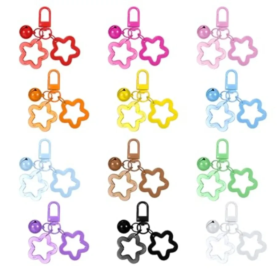 12 Pcs Acrylic Star Keychain with Metal Lobster Colorful Star and Bell Keychain Candy Color Pendant Key Charm Clip for Women Ba
12 Pcs Acrylic Star Keychain with Metal Lobster Colorful Star and Bell Keychain Candy Color Pendant Key Charm Clip for Women Ba