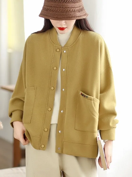 Модный вязаный хлопковый свитшот Jaet, однотонный осенний свитер большого размера, женский воротник-стойка, бейсбольный спортивный повседневный свитер...
Модный вязаный хлопковый свитшот Jaet, однотонный осенний свитер большого размера, женский воротник-стойка, бейсбольный спортивный повседневный свитер...