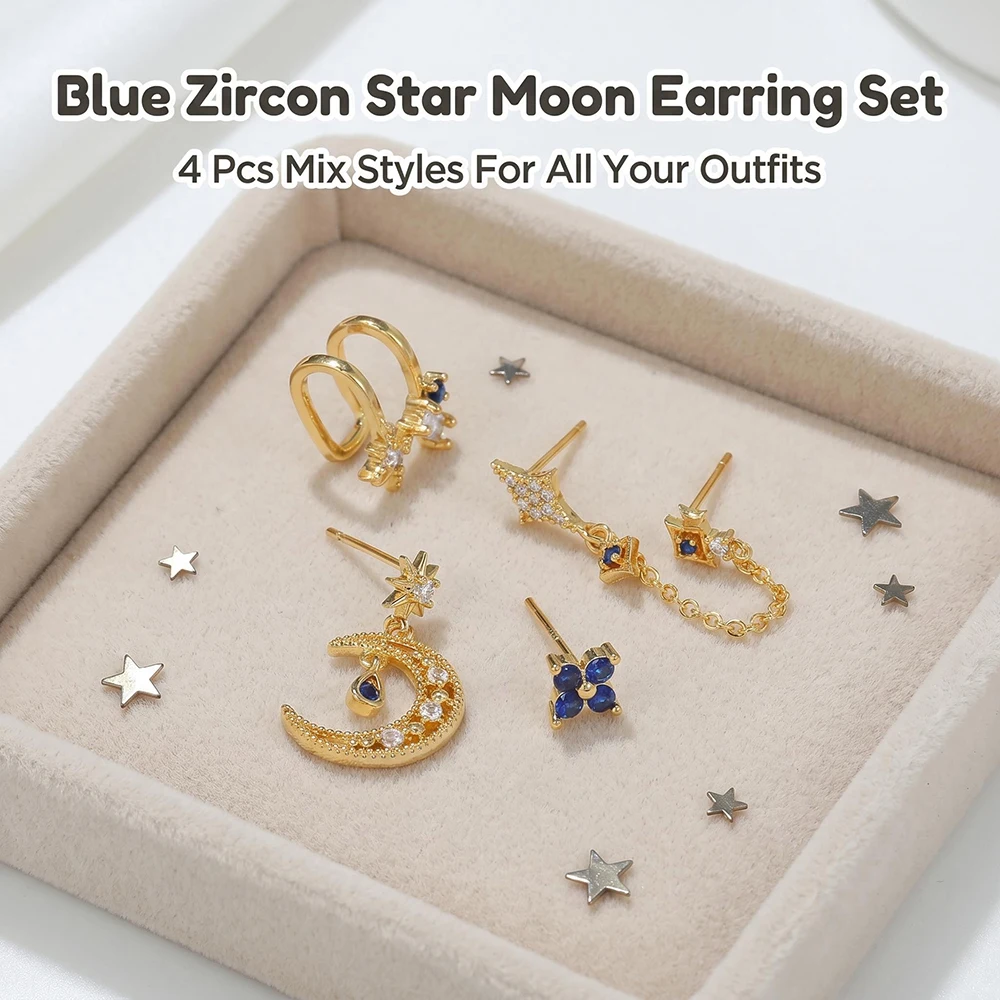 5Pcs Blue Cubic Zirconia Moon Star Earring Set Gold Plated Stud Ear Cuff Linked Chain Drop Piercing Jewelry for Women
5Pcs Blue Cubic Zirconia Moon Star Earring Set Gold Plated Stud Ear Cuff Linked Chain Drop Piercing Jewelry for Women