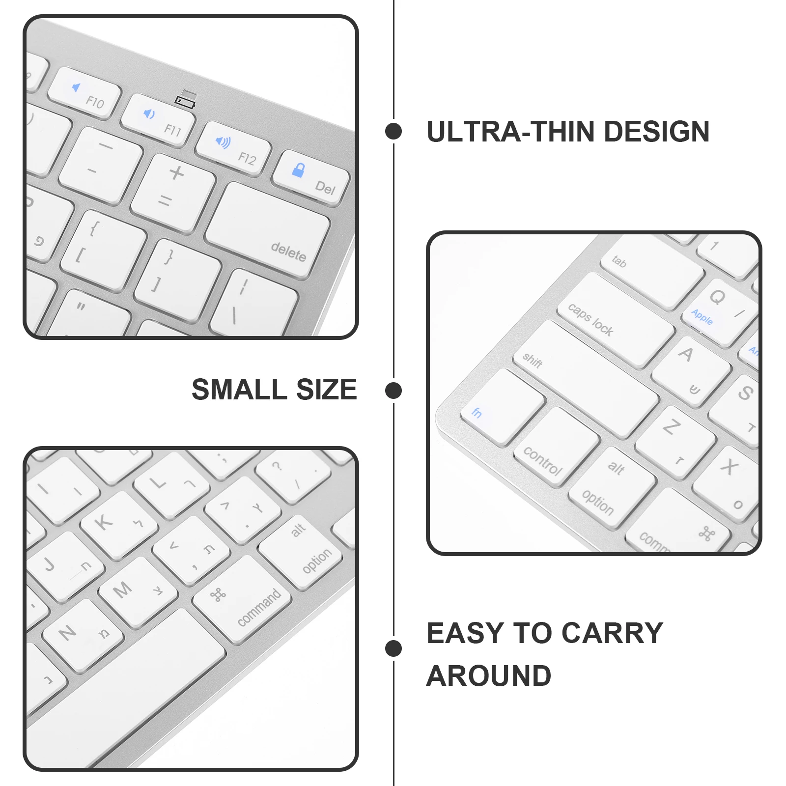 Hebrew Language Wireless Keyboard Ultrathin Portable Silent For Laptop Desktop Computer Office Work Use Cordless Keyboard
Hebrew Language Wireless Keyboard Ultrathin Portable Silent For Laptop Desktop Computer Office Work Use Cordless Keyboard