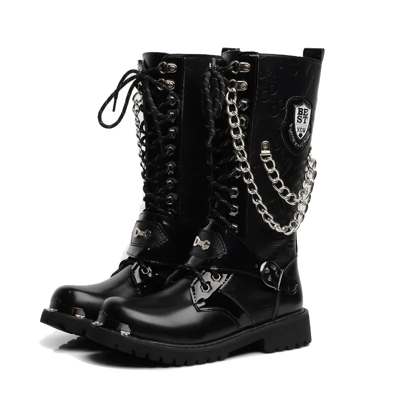 Men's 2026 Knee High Motorcycle Boots Lace-Up Chain Decor Punk Gothic Round Toe Chunky Platform Comfortable Riding Boots
Men's 2026 Knee High Motorcycle Boots Lace-Up Chain Decor Punk Gothic Round Toe Chunky Platform Comfortable Riding Boots