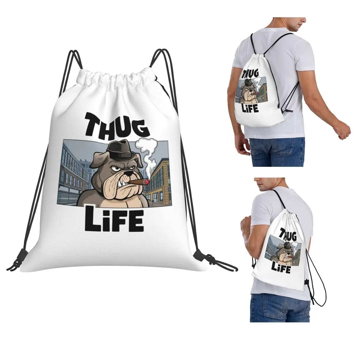 Thug Life, Bulldog, Gangster Backpacks Fashion Drawstring Bags Sundries Bag Book Bags for Man Woman Students
Thug Life, Bulldog, Gangster Backpacks Fashion Drawstring Bags Sundries Bag Book Bags for Man Woman Students