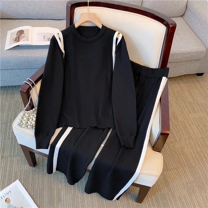 2 Pieces Set Women oversize Tracksuit O-collar Sweater Pullover straight pants Sweater Set Loose Knitted Outwear sweater suit
2 Pieces Set Women oversize Tracksuit O-collar Sweater Pullover straight pants Sweater Set Loose Knitted Outwear sweater suit