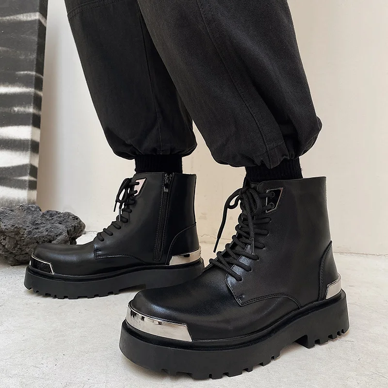 Men Harajuku Korean Man High Top Leather Couple Shoes Streetwear Fashion Casual Thick Platform Metal Leather Wedding Men Shoes
Men Harajuku Korean Man High Top Leather Couple Shoes Streetwear Fashion Casual Thick Platform Metal Leather Wedding Men Shoes