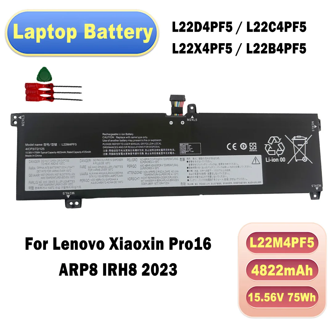 L22M4PF5 Laptop Battery 15.56V 75Wh 4822mAh Fit L22D4PF5/C4PF5/X4PF5/B4PF5 For Lenovo Xiaoxin Pro16 ARP8 IRH8 2023
L22M4PF5 Laptop Battery 15.56V 75Wh 4822mAh Fit L22D4PF5/C4PF5/X4PF5/B4PF5 For Lenovo Xiaoxin Pro16 ARP8 IRH8 2023