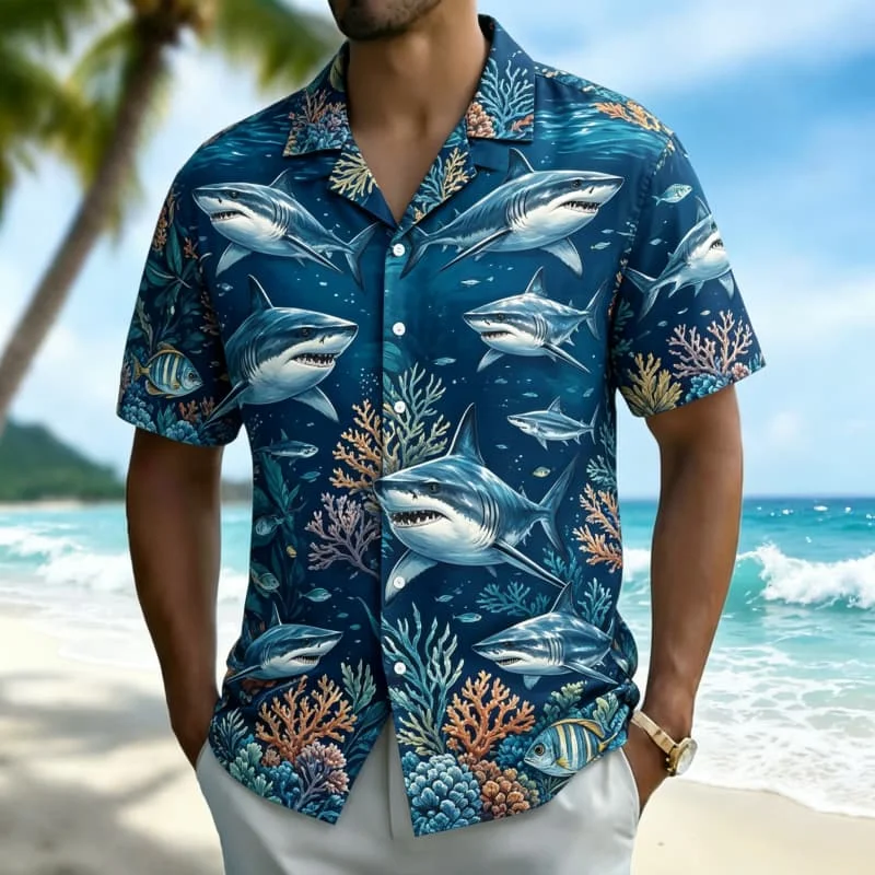 Men's animal themed printed Hawaiian shirt, suitable for summer vacations, beach parties, daily outfits, and music festivals
Men's animal themed printed Hawaiian shirt, suitable for summer vacations, beach parties, daily outfits, and music festivals