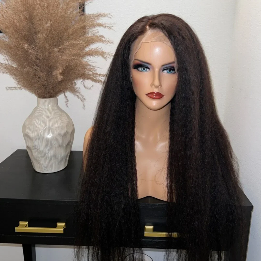 Soft Natural Black 26 Inch Long Kinky Straight Yaki Glueless Lace Front Wig For Women With Baby Hair Preplucked Daily
Soft Natural Black 26 Inch Long Kinky Straight Yaki Glueless Lace Front Wig For Women With Baby Hair Preplucked Daily