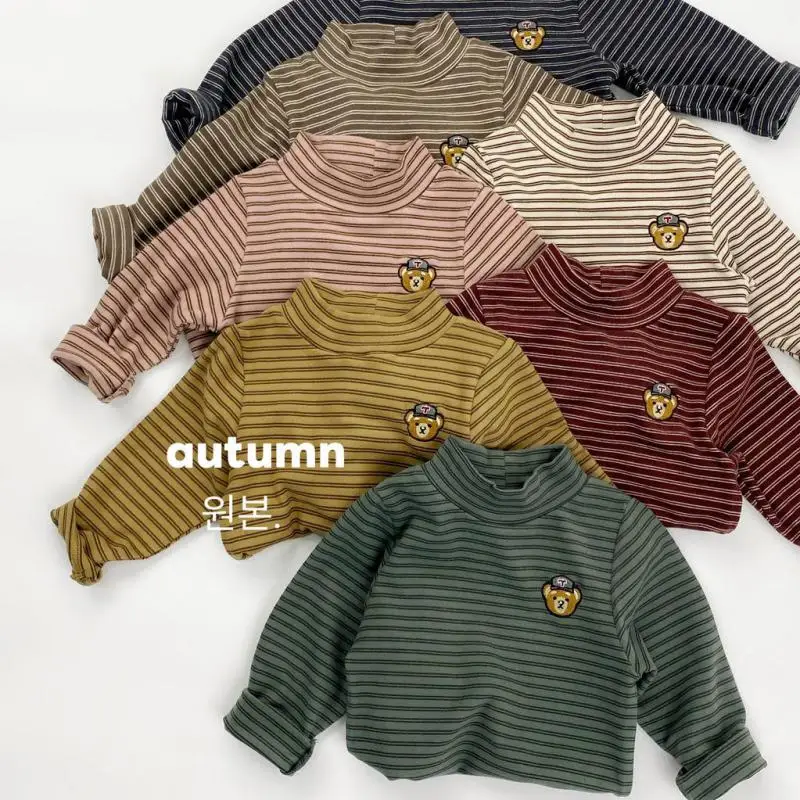 2025 Autumn New Children Loose Striped T Shirts Boys Girls Turtleneck Tops Kids Cute Bear Embroidery Tee Cotton Baby Clothes 
2025 Autumn New Children Loose Striped T Shirts Boys Girls Turtleneck Tops Kids Cute Bear Embroidery Tee Cotton Baby Clothes