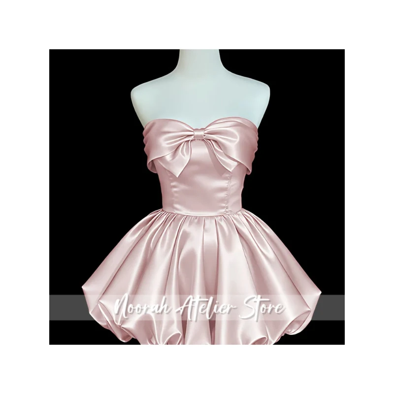 Pink Strapless Satin Mini Dresses With Bow Bubble Hem Corset Formal Prom Party Gown For Women Customized Sweet Princess Dress
Pink Strapless Satin Mini Dresses With Bow Bubble Hem Corset Formal Prom Party Gown For Women Customized Sweet Princess Dress