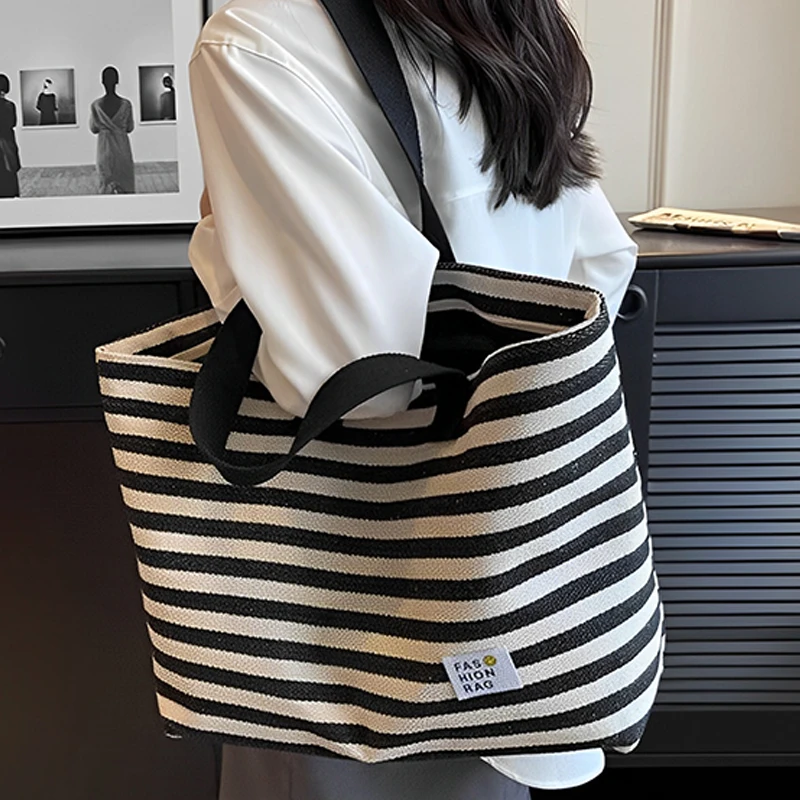 Striped Canvas Women S New Large Capacity Tote Armpit Bag Versatile Shoulder Bag
Striped Canvas Women S New Large Capacity Tote Armpit Bag Versatile Shoulder Bag
