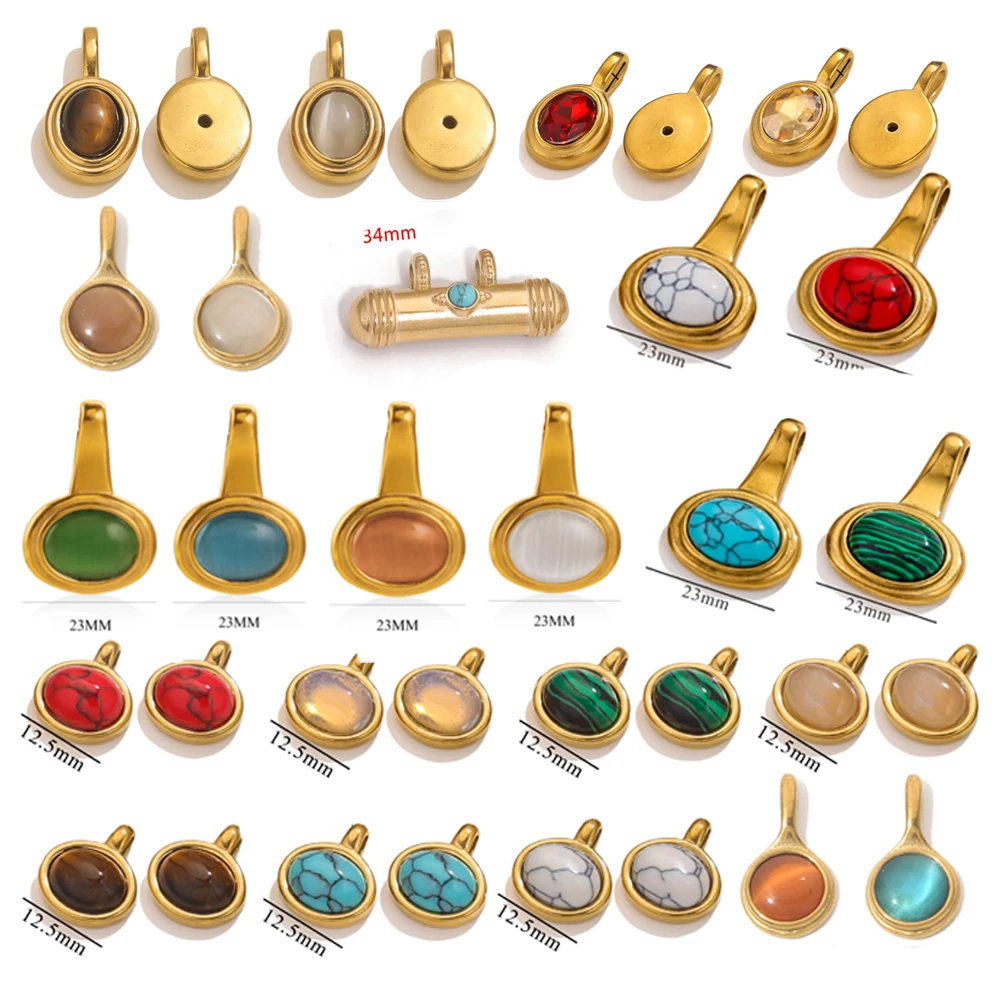 2-5PCS Oval Teardrop Natural Stone Pendants 18K Gold Stainless Steel Turquoise Malachite Agate Charms for DIY Necklace Jewelry
2-5PCS Oval Teardrop Natural Stone Pendants 18K Gold Stainless Steel Turquoise Malachite Agate Charms for DIY Necklace Jewelry