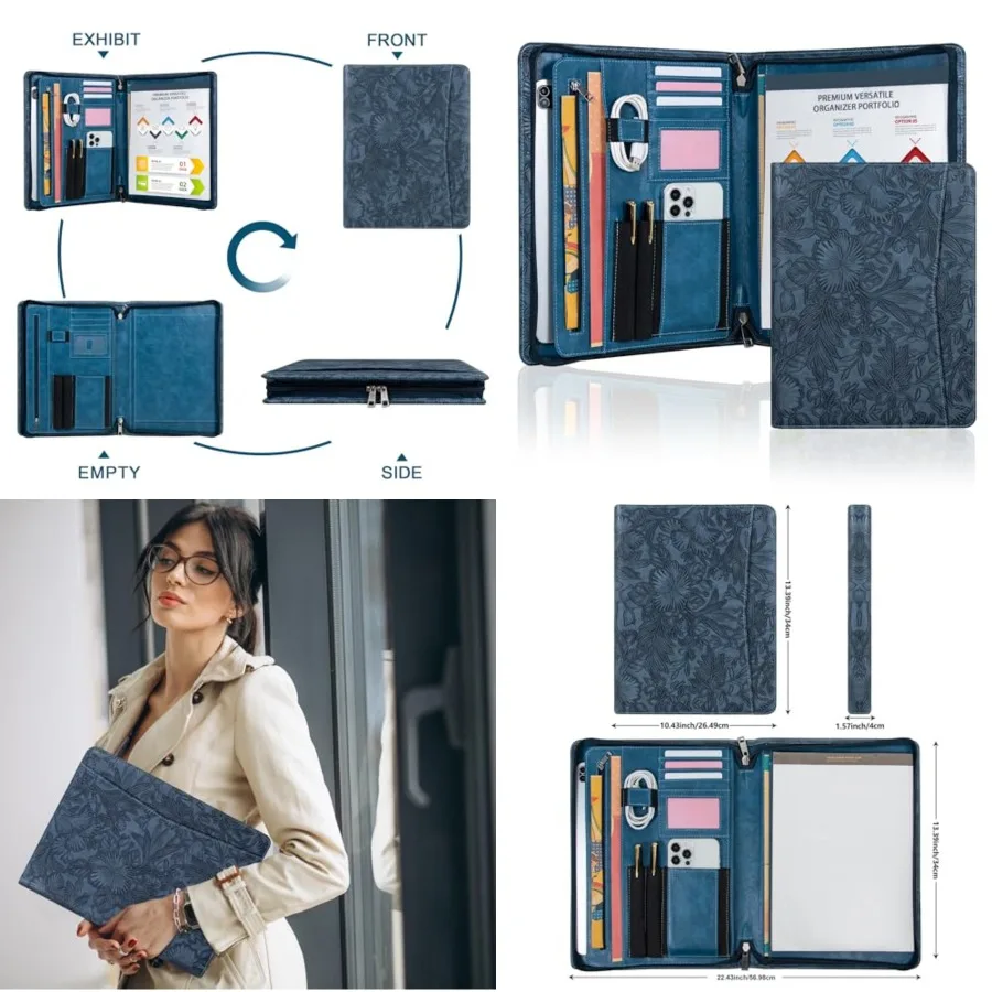 Embossed Vegan Leather Portfolio for Women, Professional Organize Padfolio with A4 Notepad Holder, Professional Business Docume
Embossed Vegan Leather Portfolio for Women, Professional Organize Padfolio with A4 Notepad Holder, Professional Business Docume